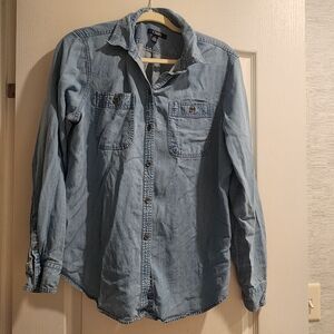 Chaps Light Blue Womens  Casual Shirt Size L Euc